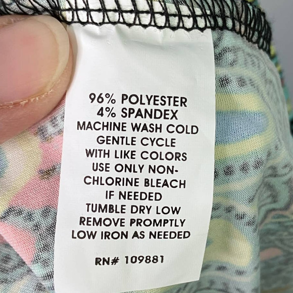 Sunny Leight Petites Blue Paisley Tulip Hem Faux Wrap Midi Pull On Skirt Size PL - Picture 9 of 13